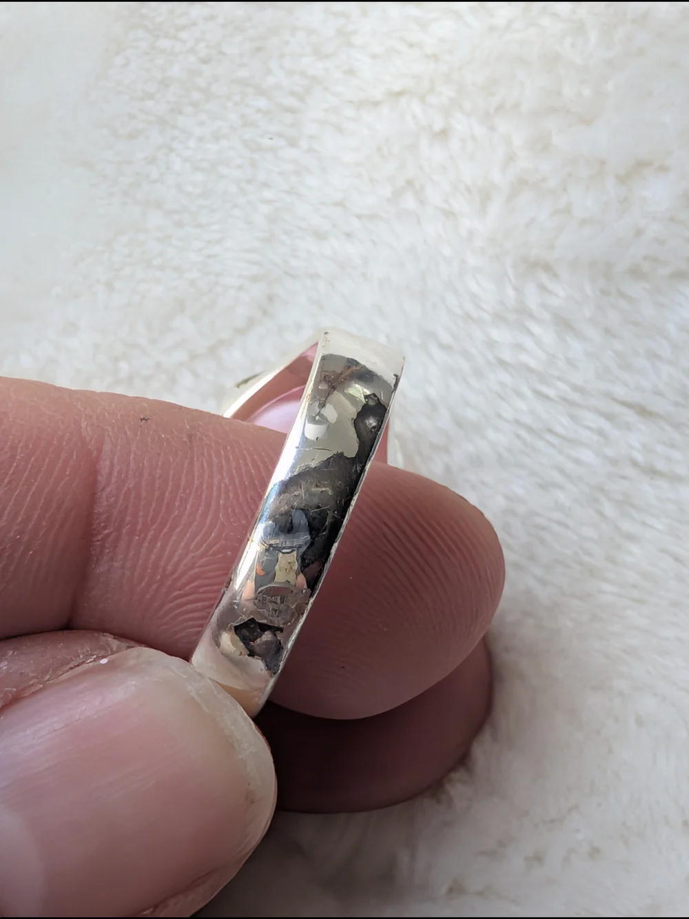 925 Sterling Silver Pink Cat’s Eye Cabochon Statement Ring Size 7.5